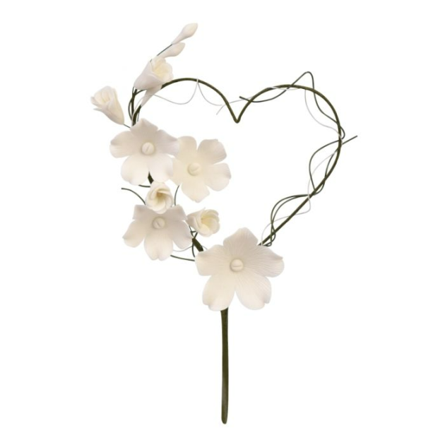 Cake Topper Cœur avec Fleurs Modecor (x4)