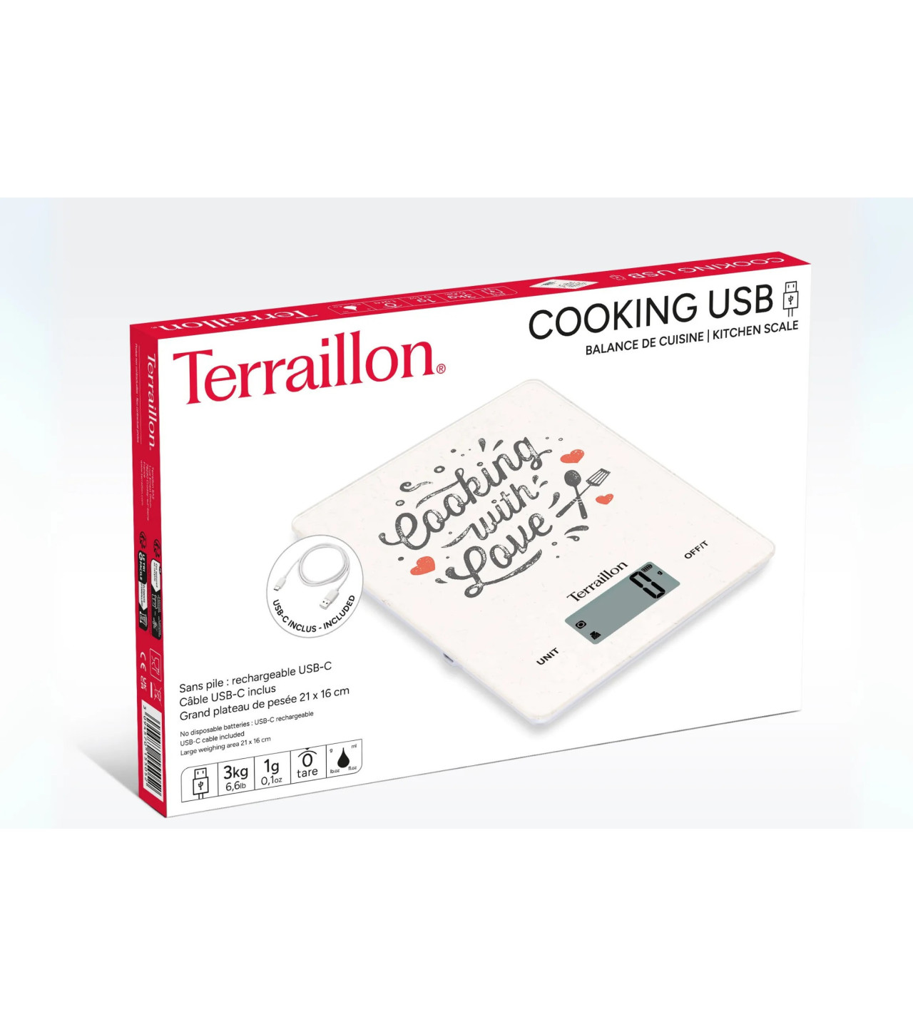 Usb Cooking Pan Balance de Cuisine Smart USB Cooking with Love 3kg Terraillon : achat ...