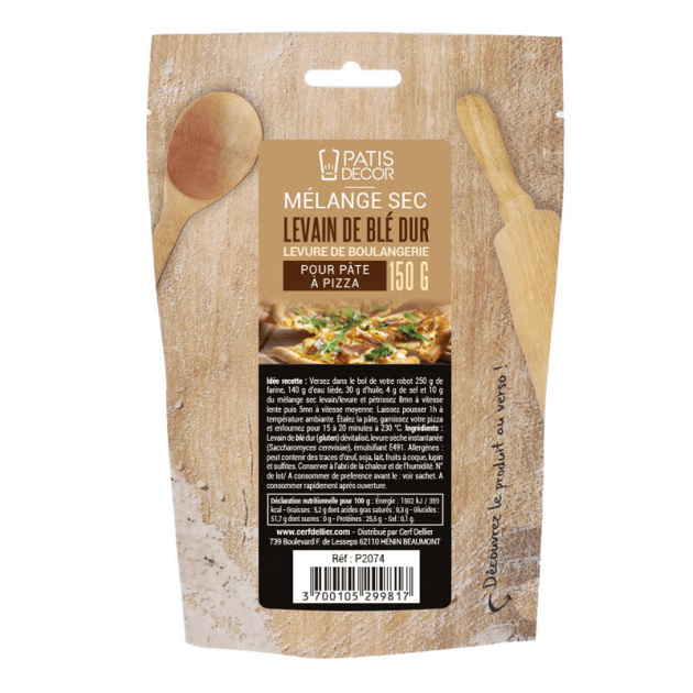 DLUO Dépassée Levain de blé dur pour pizza et levure 150 g Patisdécor