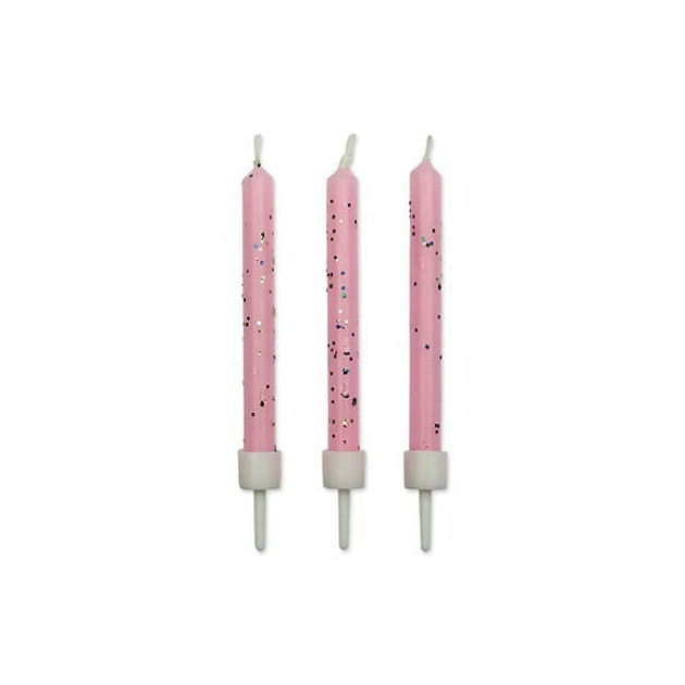 Bougies pailletées roses (x10) PME
