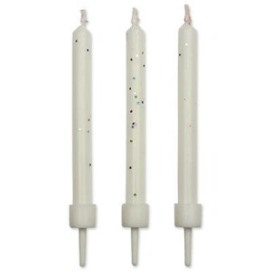 Bougies pailletées blanches (x10) PME