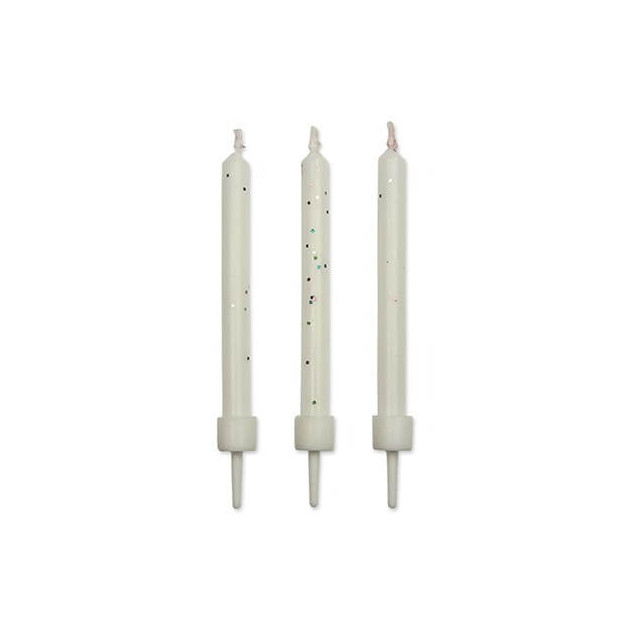 Bougies pailletées blanches (x10) PME Bougies pailletées blanches (x10) PME