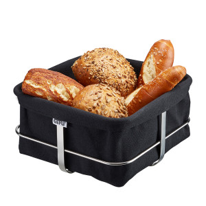 Corbeille à Pain en Coton Carrée 22 cm Noir Brunch Gefu