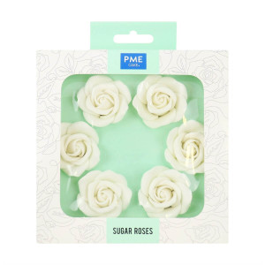 Roses en sucre blanches (x6) PME