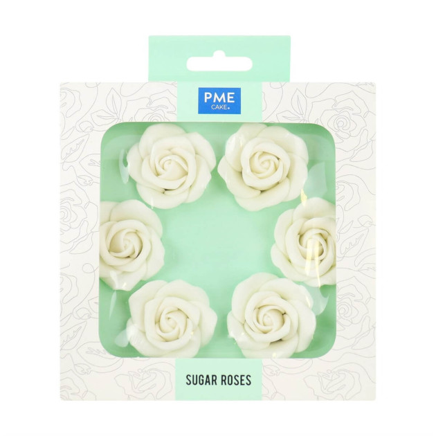 Roses en sucre blanches (x6) PME