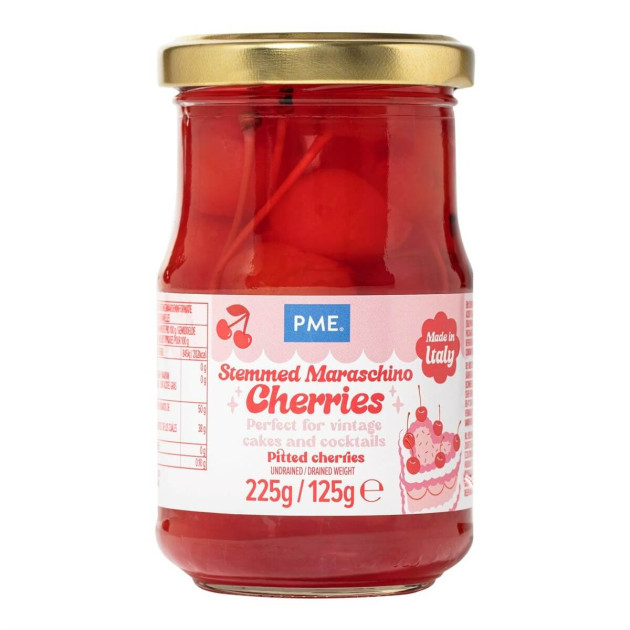 Cerises Maraschino Rouges avec Queue 225g PME
