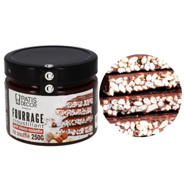 Fourrage Chocolat Noisette et Riz Soufflé 250 g Patisdecor