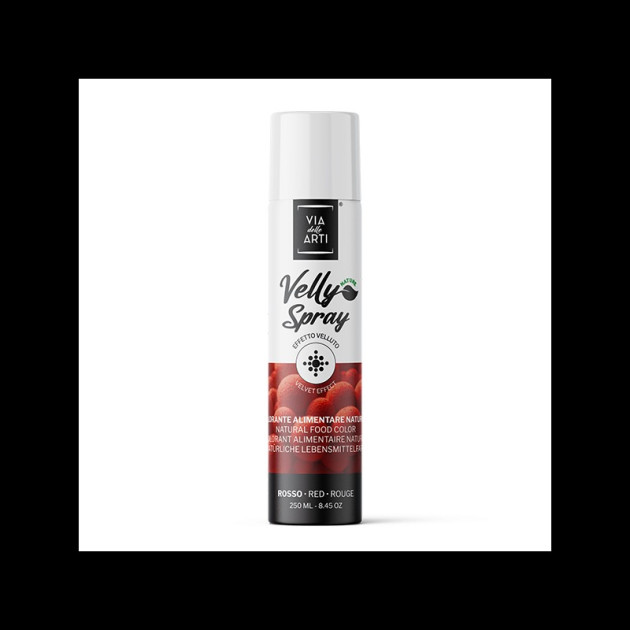 DLUO Courte Spray Velours Rouge 250 ml Colorant Alimentaire Velly Spray Pro