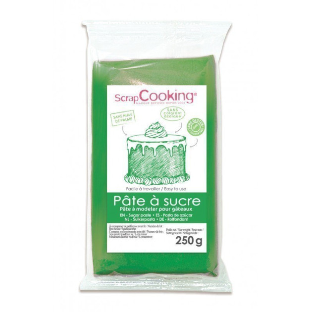DLUO Courte Pâte à Sucre Vert Foncé 250 g ScrapCooking DLUO Courte Pâte à Sucre Vert Foncé 250 g ScrapCooking