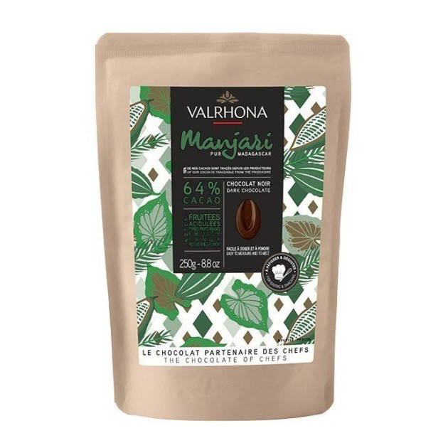 DLUO Courte Chocolat de Couverture Noir Manjari 64% 250g Valrhona DLUO Courte Chocolat de Couverture Noir Manjari 64% 250g Valrhona