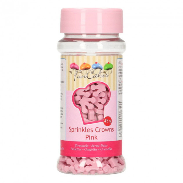 Decors en sucre Petites Couronnes roses 45 g Funcakes