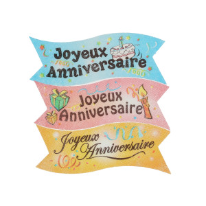 Banderole Azyme Joyeux Anniversaire 3 modèles (x24) Mallard Ferrière