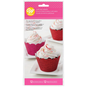 Contours Cupcakes Rouge et Rose Pailletés (x24) Wilton