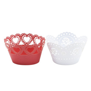Contour Cupcakes Dentelle Rouge et Blanc (x12) PME