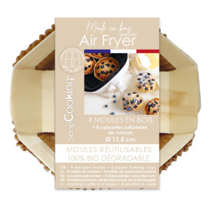 Moule Air Fryer en Bois Rond et Caissettes Ø 11 cm (x4) Scrapcooking