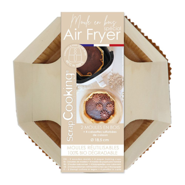 Moule Air Fryer en Bois Rond et Caissettes Ø 18 cm (x2) Scrapcooking Moule Air Fryer en Bois Rond et Caissettes Ø 18 cm (x2) Scrapcooking