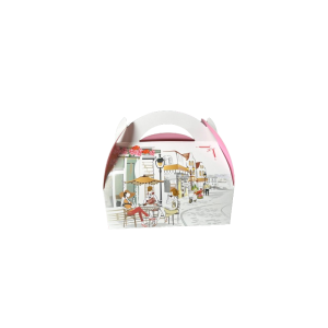 Boîte Pâtissière avec poignées Balade Gourmande 17 x 15 cm x H 5,5 cm (x50)