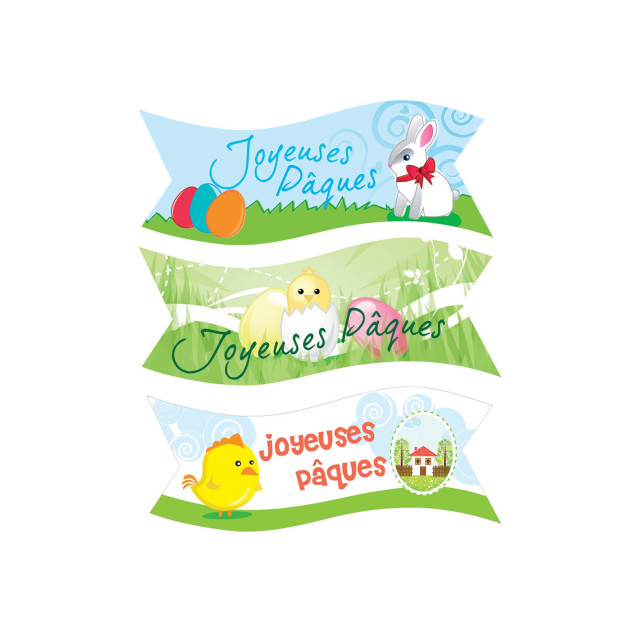 Banderole Azyme Joyeuses Pâques 3 modèles (x24) Mallard Ferrière Banderole Azyme Joyeuses Pâques 3 modèles (x24) Mallard Ferrière