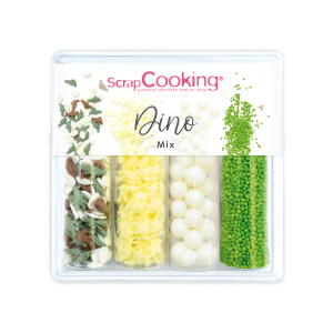 DLUO Courte 4 Décors en Sucre Dino Mix 61 g Scrapcooking