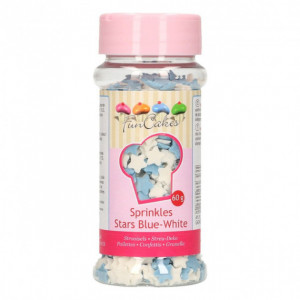 Mini Etoiles Bleues et Blanches en sucre 60 g Funcakes Mini Etoiles Bleues et Blanches en sucre 60 g Funcakes