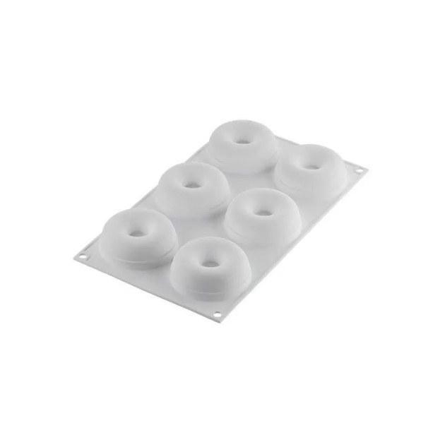 Moule Silicone Donuts Gourmands Ø 7,2 cm x H 2,7 cm (x6) Silikomart Professional