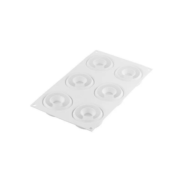 Moule Silicone Donuts Gourmands Ø 7,2 cm x H 2,7 cm (x6) Silikomart Professional