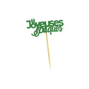 Cake Topper Joyeuses Pâques Vert (x10) Patisdécor