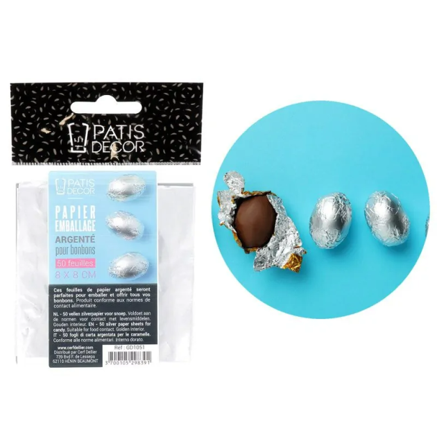Emballage Pour Bonbons Argenté 50 feuilles Patisdécor Emballage Pour Bonbons Argenté 50 feuilles Patisdécor