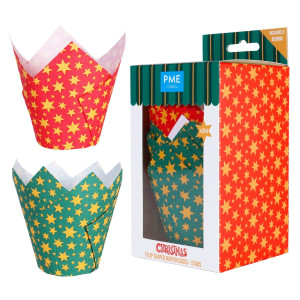 Caissettes Muffins Tulipe Étoile Rouge et Vert (x24) PME