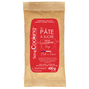 DLUO Courte Pâte à Sucre Rouge Spéciale Couverture 400g Scrapcooking