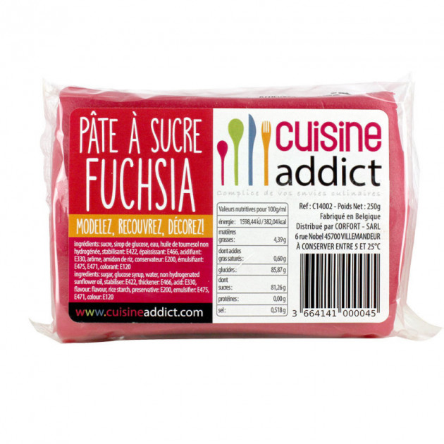 Pate a Sucre Fuchsia 250g Cuisineaddict