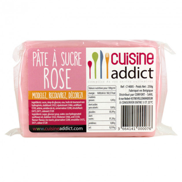 Pâte à Sucre Rose fuchsia 100 g - Pâte à sucre de couleur rose