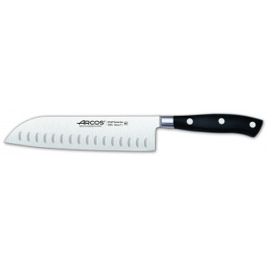 Couteau Santoku alvéolé en inox 18 cm Arcos RIVIERA noir Couteau Santoku alvéolé en inox 18 cm Arcos RIVIERA noir