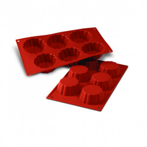 Moule Silicone 6 Brioches Cannelées 7,9 cm x H 3 cm Silikomart Moule Silicone 6 Brioches Cannelées 7,9 cm x H 3 cm Silikomart