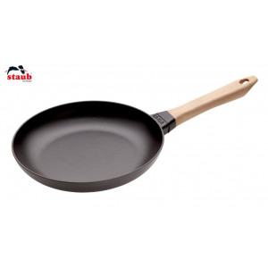 Poêle en Fonte Noir 26 cm Manche Bois Staub Poêle en Fonte Noir 26 cm Manche Bois Staub