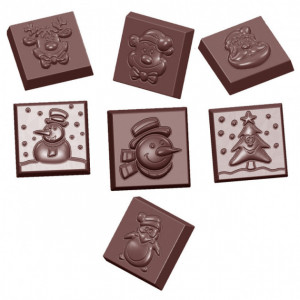 Moule Chocolat Carré Figurines de Noël (x21) Chocolate World Moule Chocolat Carré Figurines de Noël (x21) Chocolate World
