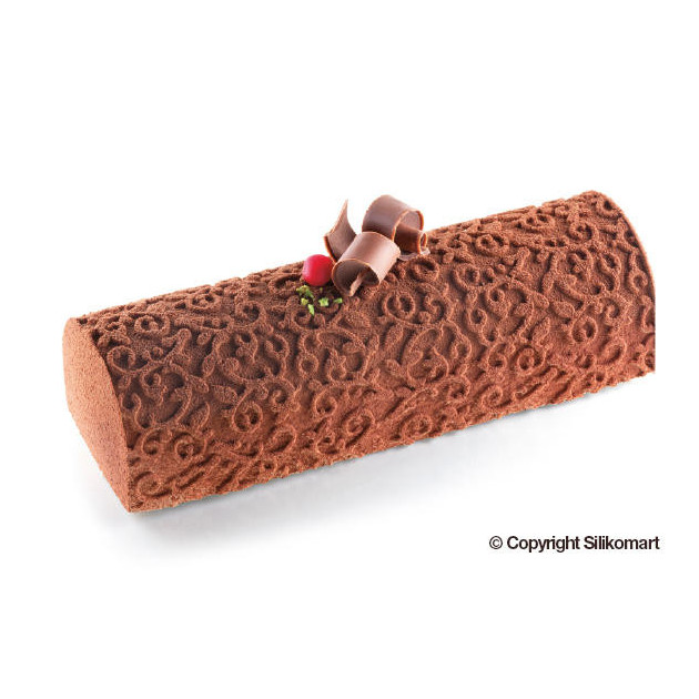 Bûche realisee avec le Moule a Bûche et Tapis Decor Arabesque Bûche realisee avec le Moule a Bûche et Tapis Decor Arabesque