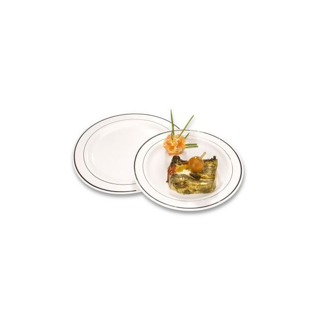 Presentation d'un plat dans des Assiettes Jetables Plastique filet Argent Crokus