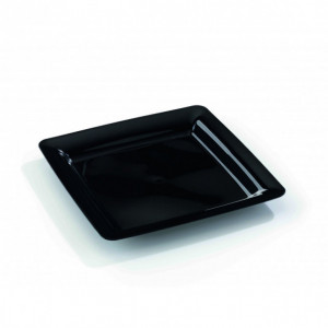 8 assiettes carr/ées plastique noir 23x23 cm