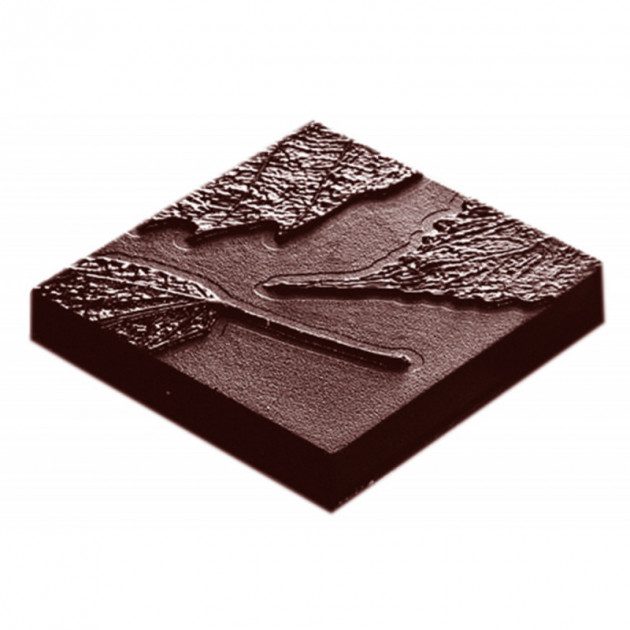 Moule Chocolat Carre avec Feuille (x10) Chocolate World