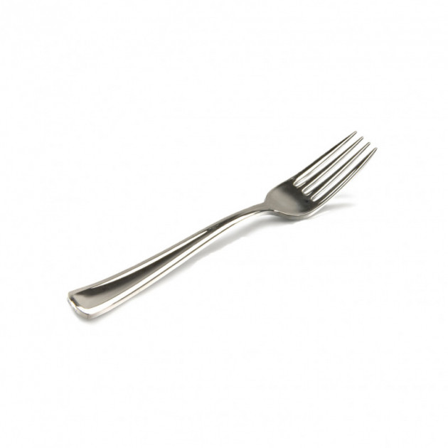 FIN DE SERIE Petite Fourchette Plastique Metallisee 15cm (x50) Crokus