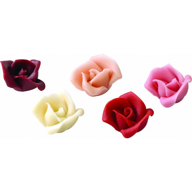 Fleur en pate d'amande roses assorties (x35) Mallard Ferriere