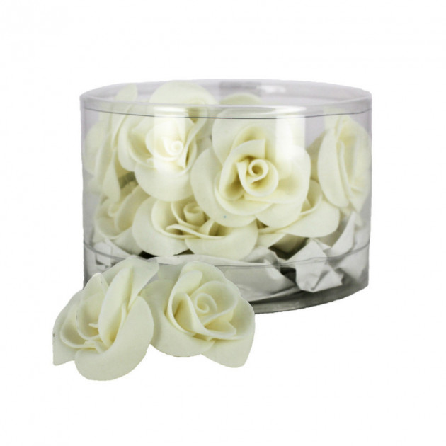 Fleur en sucre Roses Blanches 3.5 cm (x15) Mallard Ferriere