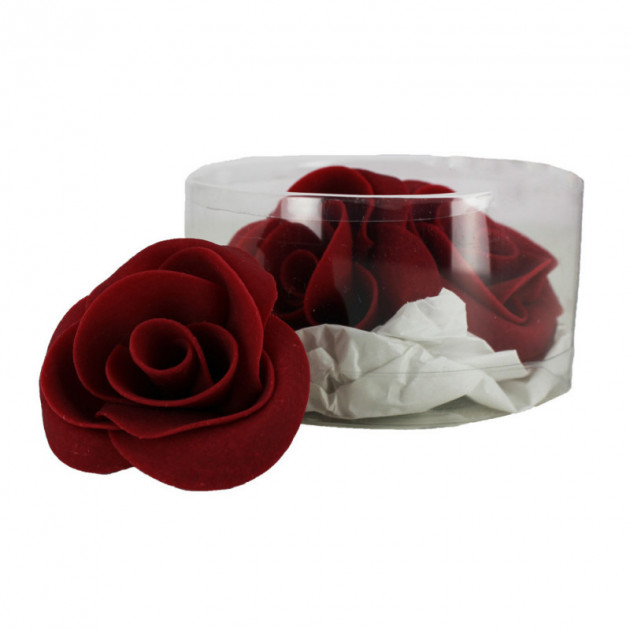 Fleur en sucre Roses bordeaux Ã˜ 6 cm (x3) Mallard Ferriere