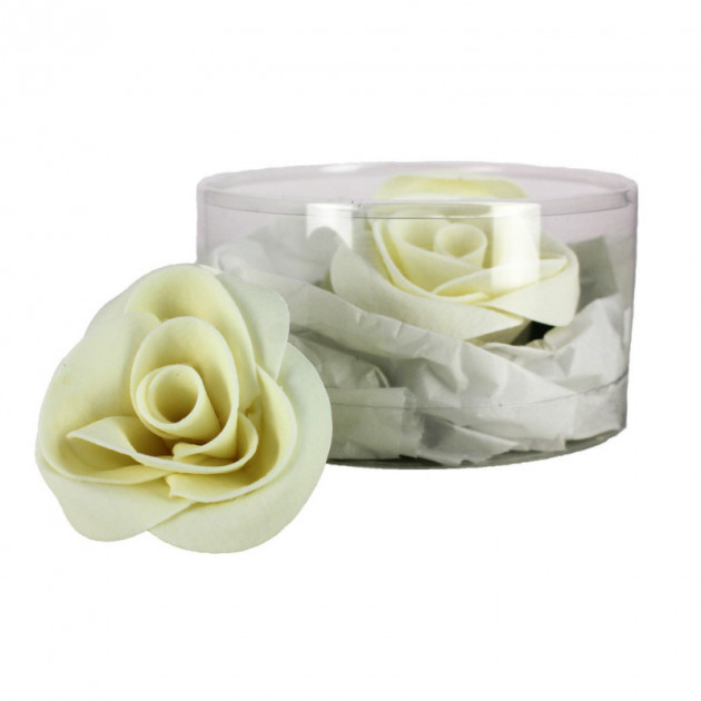 Fleur en sucre Roses blanches Ã˜ 6 cm (x3) Mallard Ferriere