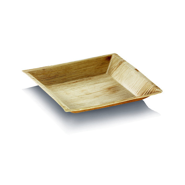 Assiette biodegradable carree en palmier 18 x 18 cm (x25) Crokus