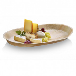 Plateau biodégradable ovale en palmier 48 x 24 cm (x10) Crokus Plateau biodégradable ovale en palmier 48 x 24 cm (x10) Crokus