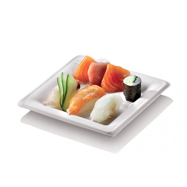 Assiette carree biodegradable de la Gamme Canne a sucre Assiette carree biodegradable de la Gamme Canne a sucre