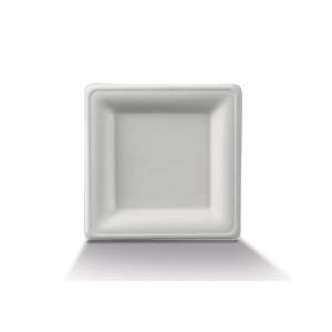 FIN DE SERIE Assiette biodégradable carrée en Canne à sucre 20 x 20 cm (x50) Crokus