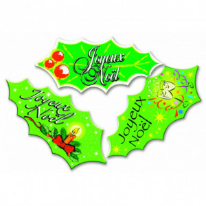 Décor Azyme feuilles de houx Joyeux Noël (x24) Mallard Ferrière Décor Azyme feuilles de houx Joyeux Noël (x24) Mallard Ferrière